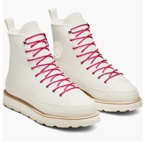 Converse All Terrain Leather Boot Pink Laces Hightop Sneakers Size 10
